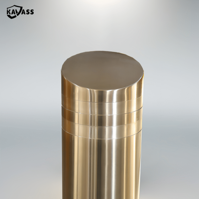 Top surface detail of large-diameter sleeve highlighting circular pattern and metallic finish.
