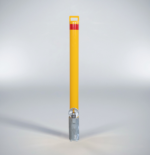 Carbon steel pad-lock removable bollard with reflective tape and separate sleeve base for secure and visible access control.