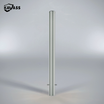 Overall appearance of hot-dip galvanized in-ground fixed bollard.