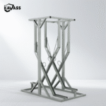 Compact KAVASS X-style semi-vertical bicycle stand, 4-slot rack ideal for residential or small projects.