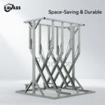 Heavy-duty KAVASS X-shaped semi-vertical bike rack, 8-bike parking design, efficient and long-lasting.