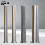 Comparison of multiple diameters (89, 114, 140, 165) of 316 polished bollards.