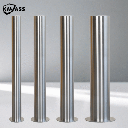 Comparison of multiple diameters (89, 114, 140, 165) of 316 polished bollards.