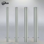 Comparison of hot-dip galvanized in-ground fixed bollards with different diameters (89mm, 114mm, 140mm, 165mm).