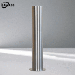 Single 316 polished surface-mounted bollard full view presentation.