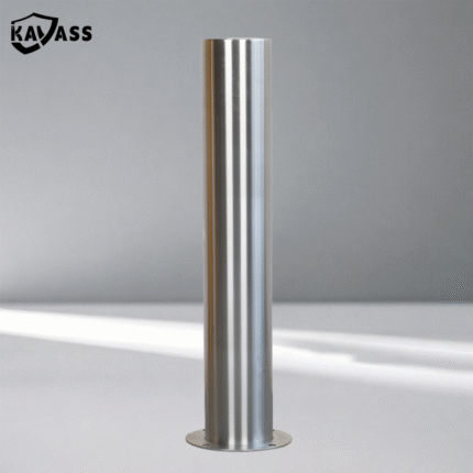 Single 316 polished surface-mounted bollard full view presentation.
