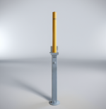 Manual carbon steel retractable bollard designed for parking security and pedestrian access control in commercial settings.