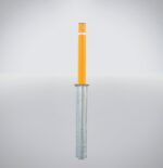 114 mm Telescopic Bollard - Keylock with bridge handle, 600mm height, orange post and silver base, suitable for site protection and access control.