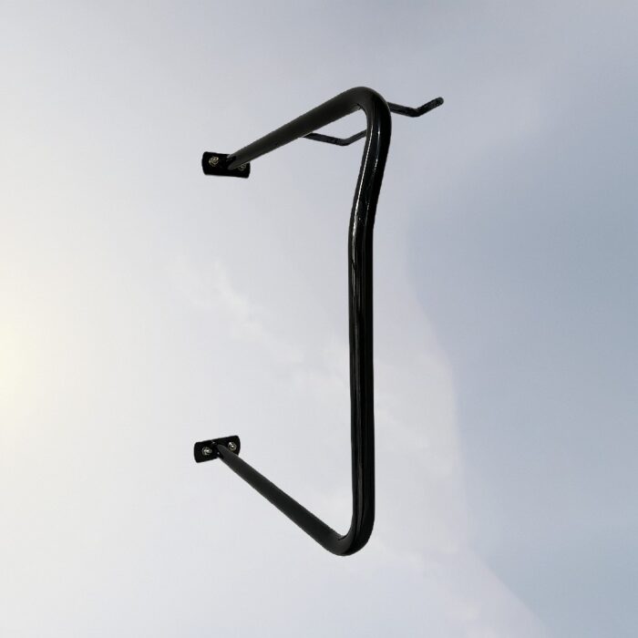 Black C Type Wall Mount Bike Rack made of metal, featuring a minimalist design for stable wall-mounted bicycle storage.
