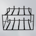 Fixed No Gas Assist Double Decker Bike Rack with 10 parking slots, black steel structure, designed without gas assist for commercial spaces.