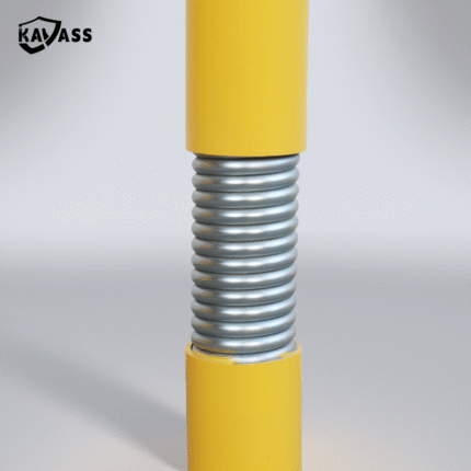 Close-up of heavy-duty spring mechanism in 60 spring-loaded fold-down bollard, designed for high-impact resistance in residential and commercial areas.