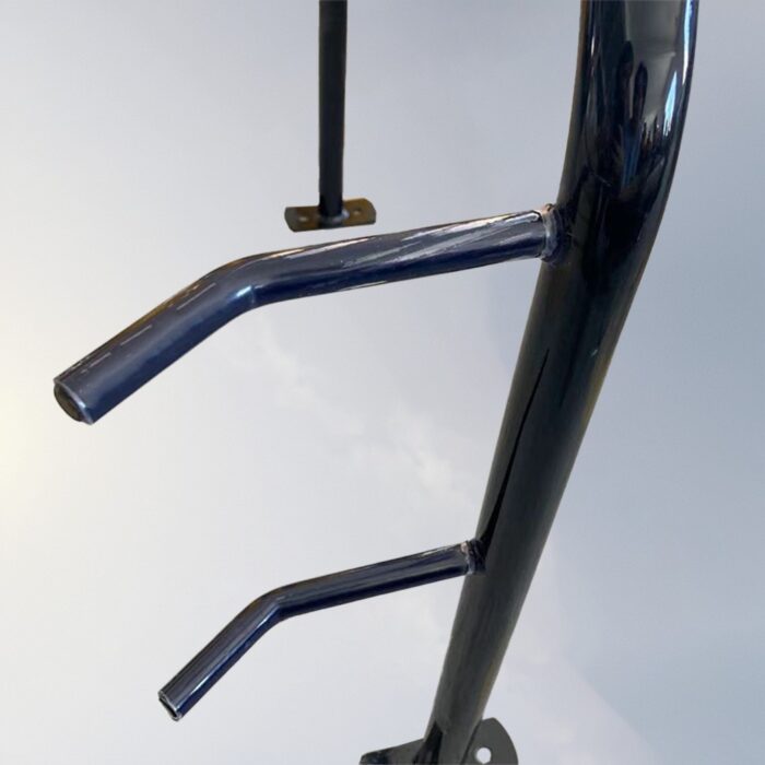 Close-up of C Type Wall Mount Bike Rack showing welding details and metal components, reflecting build quality and durability.
