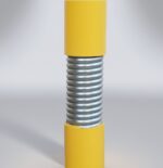 Close-up of heavy-duty spring mechanism in 60 spring-loaded fold-down bollard, designed for high-impact resistance in residential and commercial areas.