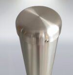 Close-up view of the top of a stainless steel 89mm bollard, highlighting its smooth surface and structural details, demonstrating high-quality craftsmanship.