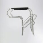 Single galvanized Triangle stand bike rack with black handle, showing durable metal structure for stable bicycle parking.