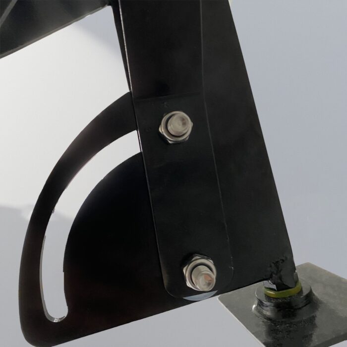 Close-up of Swing Wall Mount Bike Rack showing metal joints and bolt fastenings for structural stability.