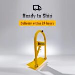 Yellow manual parking lock with built-in lock, promotional banner shows 24-hour shipping readiness.