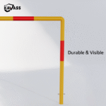 KAVASS pedestrian rail in yellow and red, ensuring durability and high visibility.
