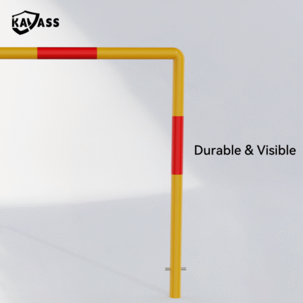 KAVASS pedestrian rail in yellow and red, ensuring durability and high visibility.