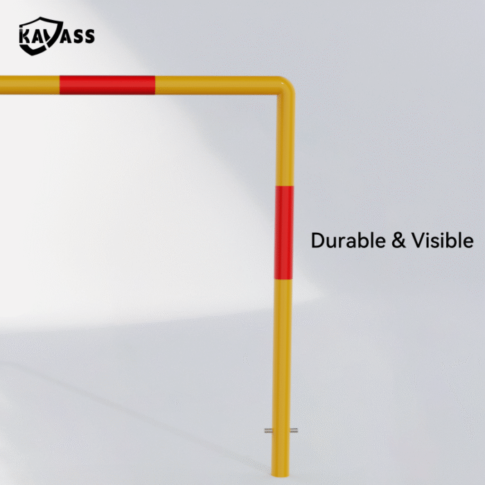 KAVASS pedestrian rail in yellow and red, ensuring durability and high visibility.