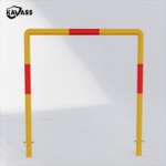 KAVASS brand pedestrian rail, featuring powder coating, hydraulic bends, and reflective safety design.