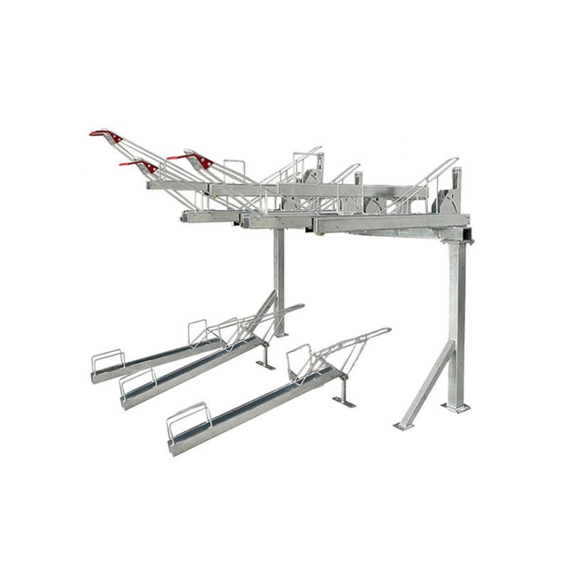KVS-DDBR-3-0H Gas Assist Double Decker Bike Rack, offering 6 parking spaces with a 3-tier, 3-tier design, suitable for various bike parking needs.