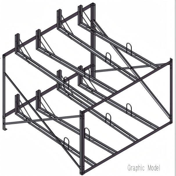 Model:KVS-FDDBR-8-0EP-CA,length:1831mm,width:1731mm,height:1644mm, suitable for 8 bikes.