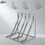KAVASS semi-vertical bike rack in hot-dip galvanized finish, available in 2, 3, 4, 5, and 6 bike spaces.