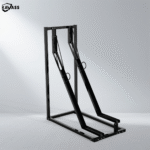 KAVASS semi-vertical bike rack, 2-bike capacity, black powder-coated finish.