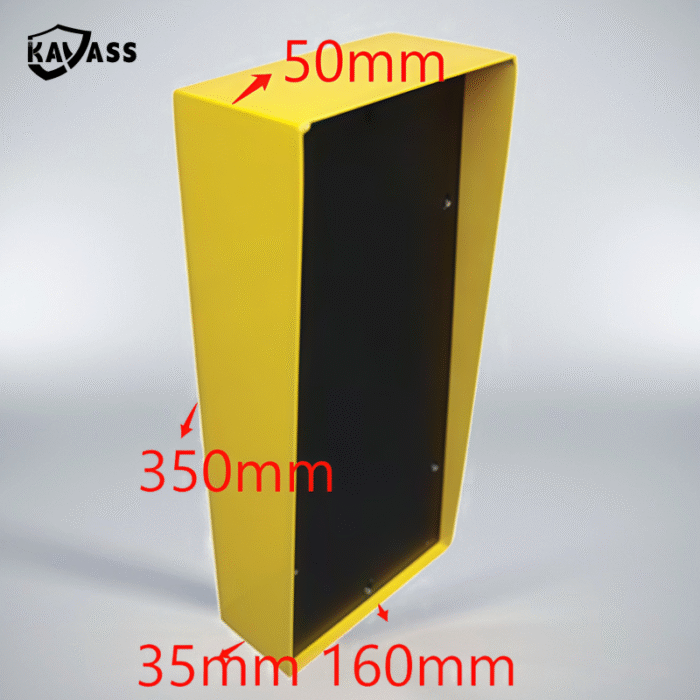 Dimension drawing of mounting box with labeled measurements.