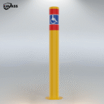 3D rendering of a single Surface-Mounted Disabled Bollard with disability symbol.